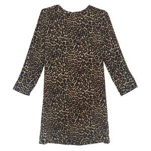 J. Crew Leopard Print Shift Dress Size 00 Animal Print 3/4 Sleeve.